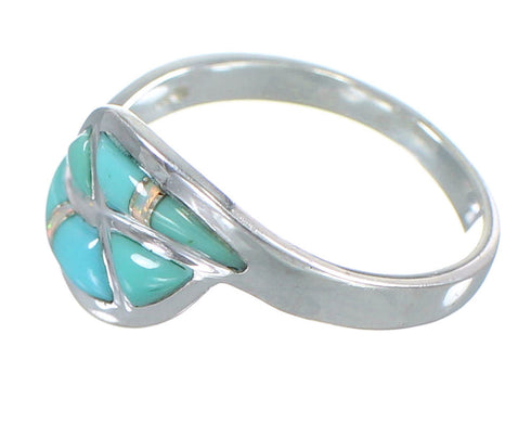Sterling Silver Southwestern Turquoise And Opal Inlay Ring Size 8-1/4 AX82974