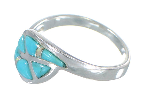Opal Turquoise Inlay And Silver Southwestern Ring Size 4-3/4 AX83005