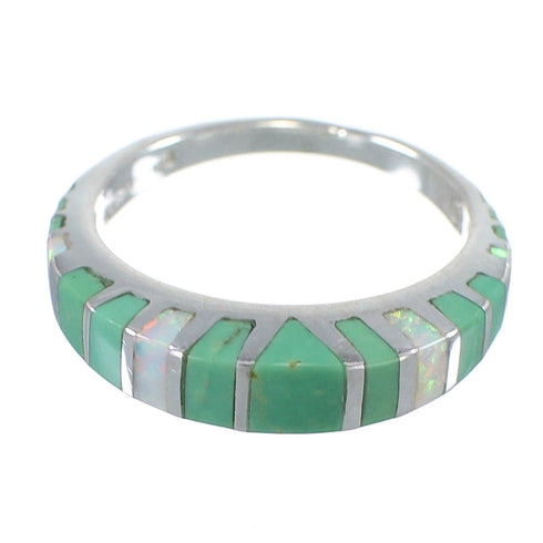 Silver Turquoise Opal Southwestern Ring Size 5-1/2 AX83096