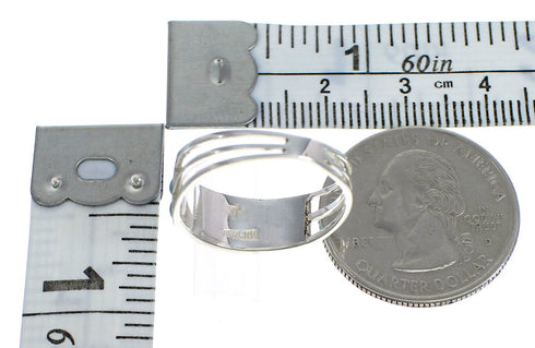 Turquoise And Opal Inlay Authentic Sterling Silver Ring Size 5-3/4 AX83186