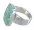 Silver Turquoise And Opal Inlay Southwestern Ring Size 7-1/2 AX83289