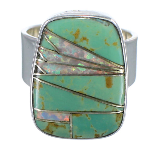 Silver Turquoise And Opal Jewelry Ring Size 4-3/4 AX83300