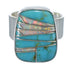 Southwest Silver Turquoise And Opal Ring Size 7-1/2 AX83338