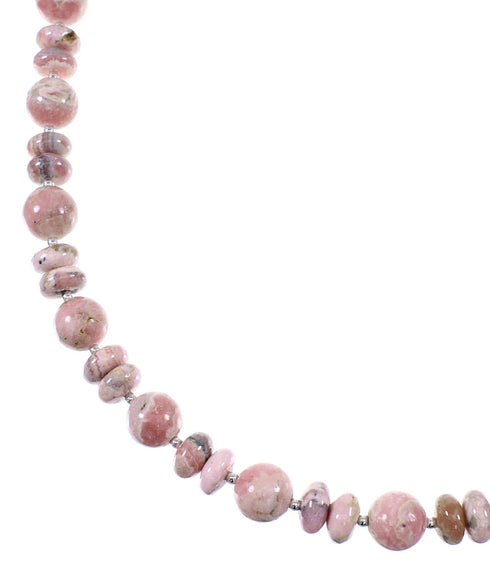 Native American Rhodochrosite And Sterling Silver Bead Necklace WX59784