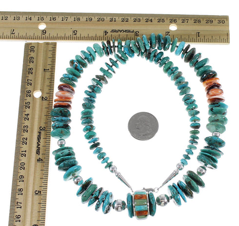 Multicolor American Indian Bead Sterling Silver Necklace EX59317