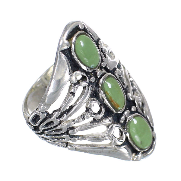 Turquoise And Southwest Silver Ring Size 7-1/4 VX62406