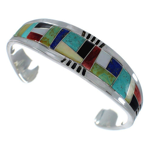 Heavy Sterling Silver Multicolor Cuff Bracelet VX60601