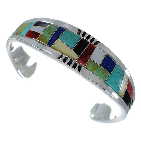 Heavy Sterling Silver Multicolor Cuff Bracelet VX60601