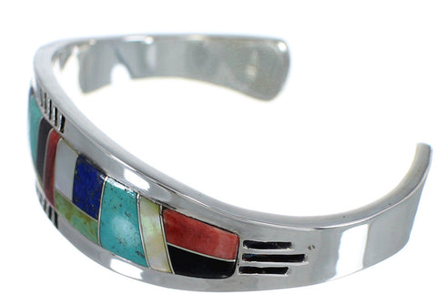 Heavy Sterling Silver Multicolor Cuff Bracelet VX60601