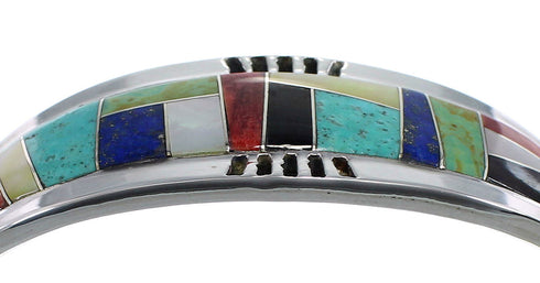 Heavy Sterling Silver Multicolor Cuff Bracelet VX60601