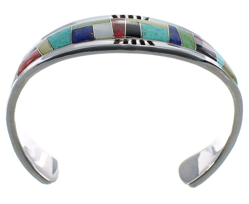Heavy Sterling Silver Multicolor Cuff Bracelet VX60601