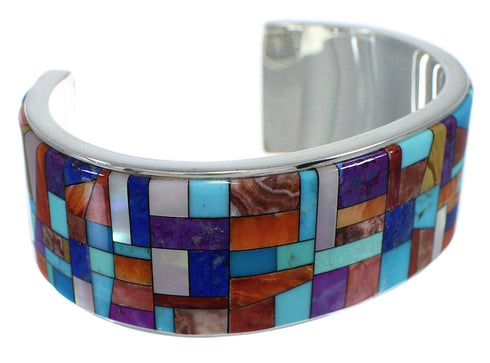 Southwest Sterling Silver Multicolor Cuff Bracelet VX60623