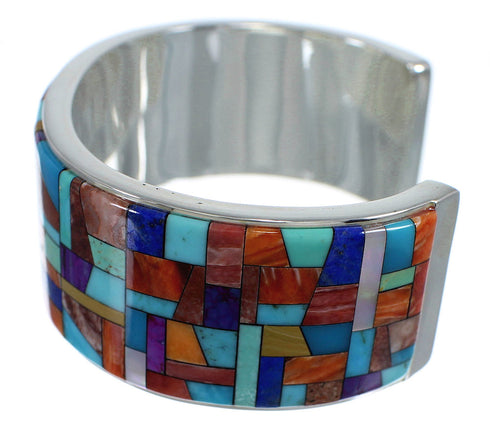 Southwest Sterling Silver Multicolor Cuff Bracelet VX60623