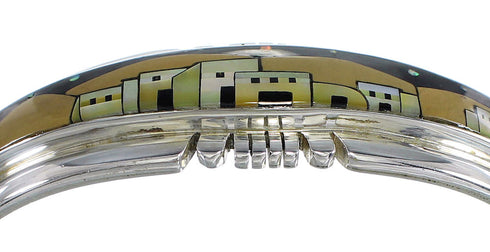 Genuine Sterling Silver Multicolor Native American Village Design Bracelet VX60660