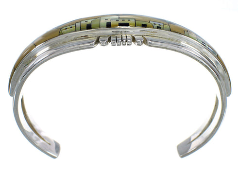 Genuine Sterling Silver Multicolor Native American Village Design Bracelet VX60660