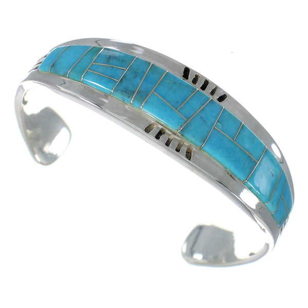 Authentic Sterling Silver Turquoise Inlay Southwest Bracelet Jewelry VX59690