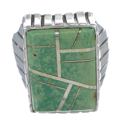 Sterling Silver And Turquoise Inlay Ring Size 11-1/4 RX59715