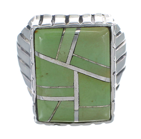 Authentic Sterling Silver Turquoise Inlay Ring Size 10-3/4 RX59726