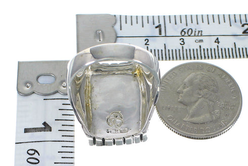 Authentic Sterling Silver Turquoise Inlay Ring Size 10-3/4 RX59726