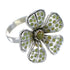 Genuine Sterling Silver Turquoise Flower Ring Size 5-3/4 RX59759
