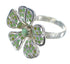 Turquoise Inlay Flower Authentic Sterling Silver Ring Size 6 RX88450