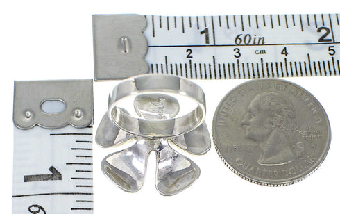 Turquoise Inlay Genuine Sterling Silver Flower Ring Size 5-3/4 RX59875