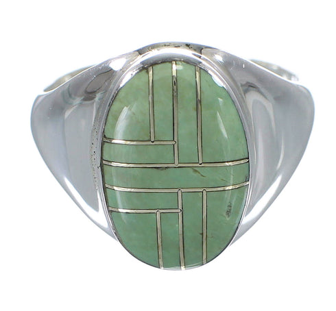 Sterling Silver And Turquoise Inlay Ring Size 9-3/4 RX59883