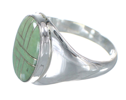 Sterling Silver And Turquoise Inlay Ring Size 9-3/4 RX59883