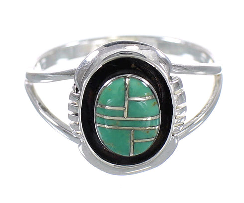 Sterling Silver Southwestern Turquoise Ring Size 7-3/4 RX60110