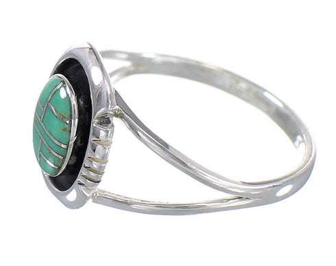 Sterling Silver Southwestern Turquoise Ring Size 7-3/4 RX60110