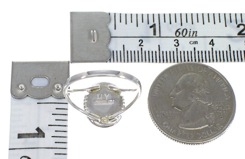 Sterling Silver And Turquoise Inlay Ring Size 7-3/4 RX60128