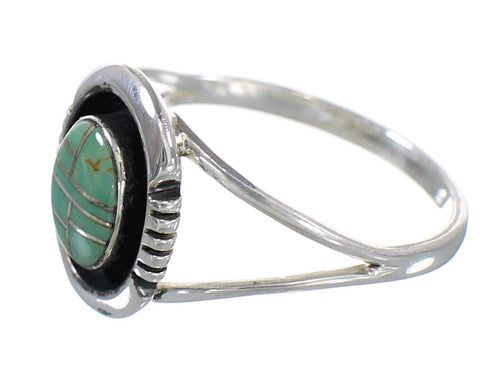Turquoise Inlay And Authentic Sterling Silver Ring Size 5-1/4 RX60132