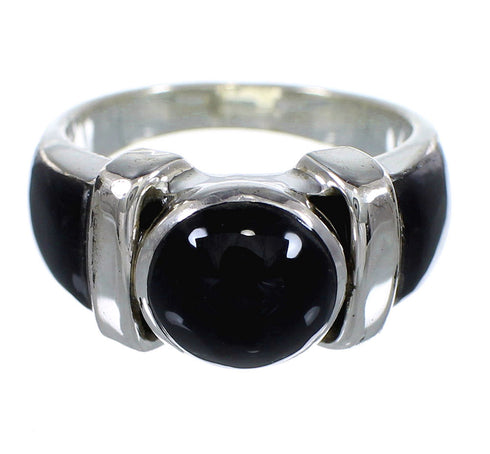 Authentic Sterling Silver And Jet Southwest Jewelry Ring Size 8-3/4 VX59812