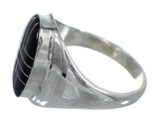 Authentic Sterling Silver And Jet Inlay Ring Size 9-3/4 VX59820