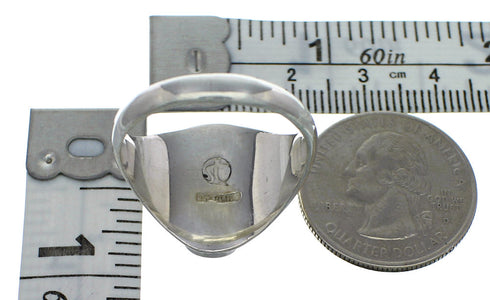 Sterling Silver And Jet Inlay Southwest Ring Size 11-1/4 VX59831