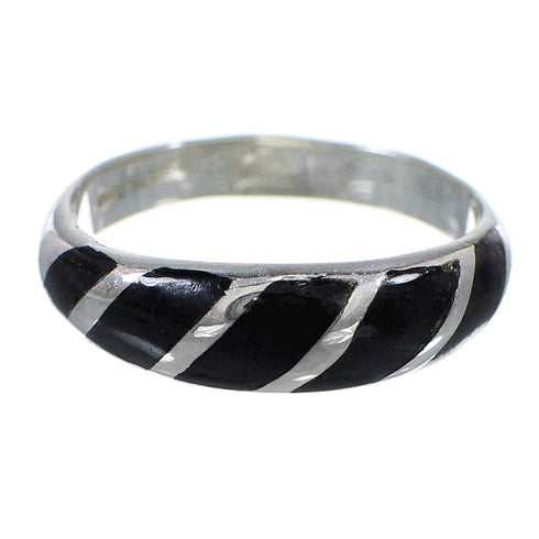 Jet Authentic Sterling Silver Southwest Jewelry Ring Size 7-3/4 VX59946