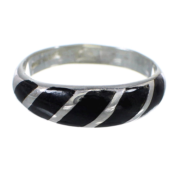 Jet Authentic Sterling Silver Southwest Jewelry Ring Size 7-3/4 VX59946