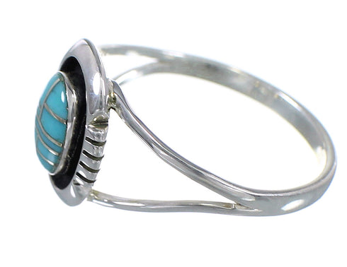 Turquoise Inlay Sterling Silver Ring Size 7-1/4 MX59921