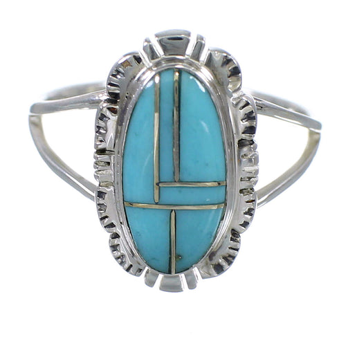 Turquoise Inlay Sterling Silver Southwest Ring Size 5-1/2 MX59971