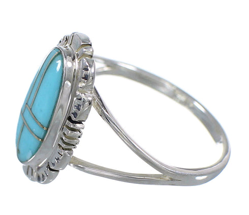Turquoise Inlay Sterling Silver Southwest Ring Size 5-1/2 MX59971