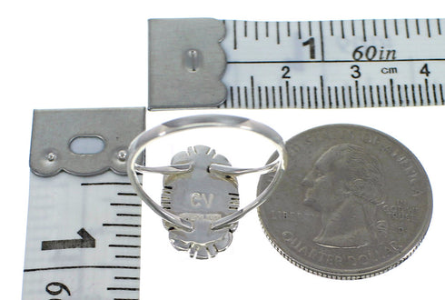 Southwest Silver Turquoise Inlay Ring Size 6-1/4 MX59967