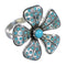 Southwest Sterling Silver Turquoise Inlay Flower Ring Size 5-1/4 MX59986