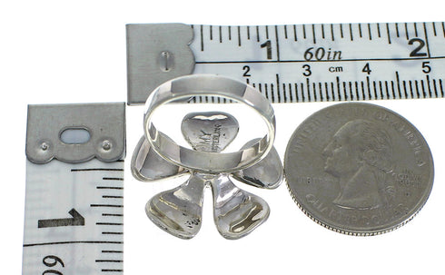 Turquoise Inlay Flower Southwest Sterling Silver Ring Size 6-1/4 MX60003