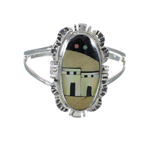Multicolor Sterling Silver Native American Pueblo Design Southwest Ring Size 4-1/2 YX78055