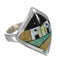 Sterling Silver Multicolor Inlay Southwestern Native American Pueblo Design Ring Size 4-1/2 YX78178