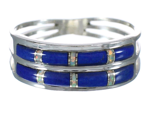 Genuine Sterling Silver Southwest Lapis And Opal Inlay Ring Size 7-1/4 WX60918