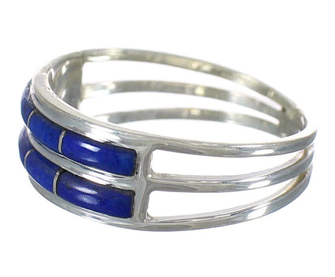 Authentic Sterling Silver And Lapis Inlay Southwestern Ring Size 8-1/4 WX60978