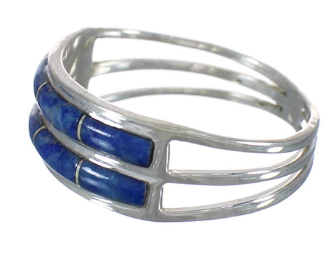 Southwestern Lapis Inlay And Sterling Silver Ring Size 6-3/4 WX60994