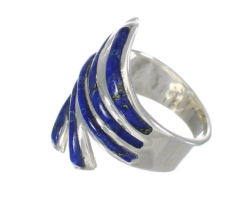 Lapis Inlay And Authentic Sterling Silver Southwest Ring Size 6-3/4 WX61654