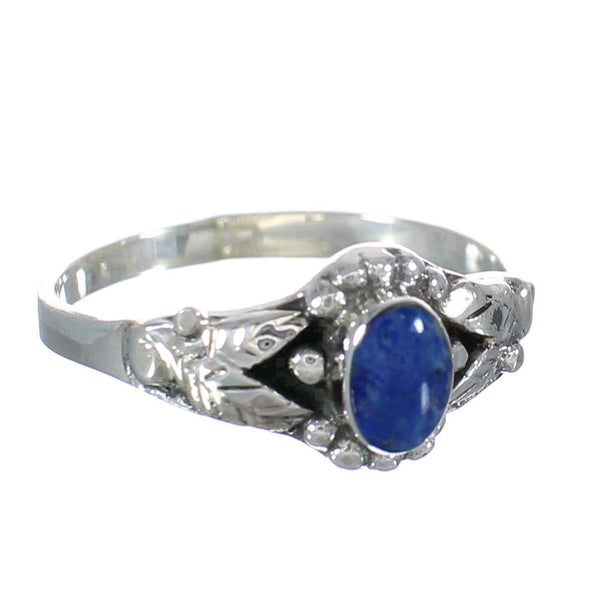 Southwest Lapis And Authentic Sterling Silver Leaf Ring Size 8-1/4 WX61818
